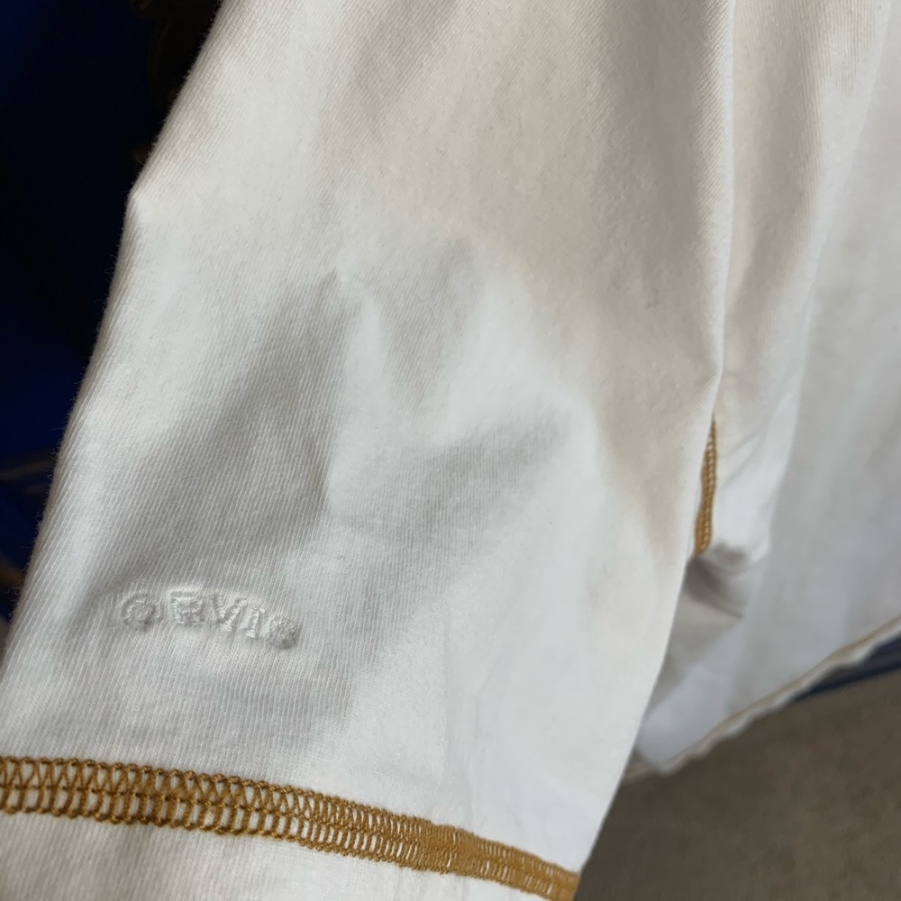 Orvis Cream Polo Partial Button Down T shirt MED - Picture 4 of 5